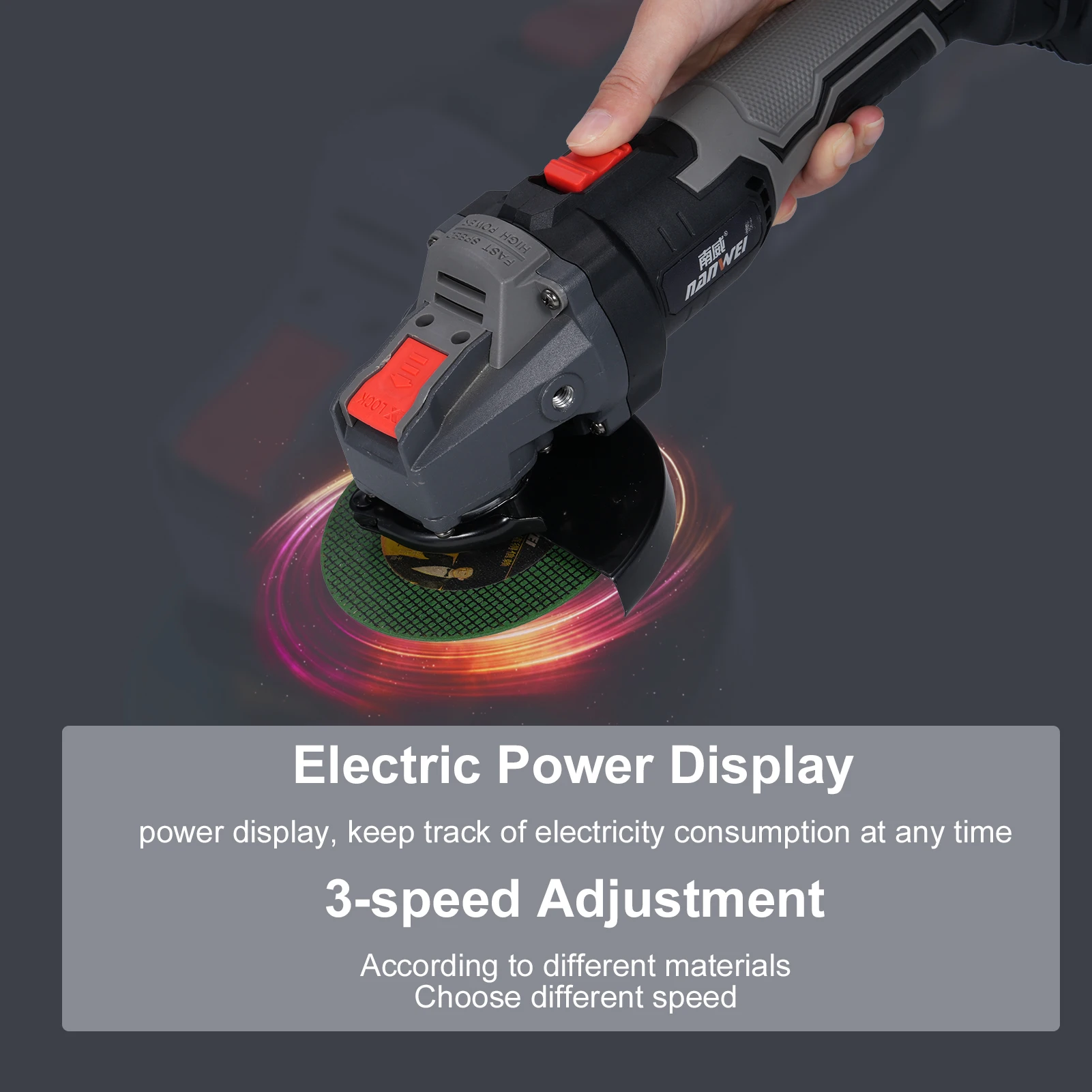 コードレスアングルグラインダー 3段階速度調整 電動グラインダー パワーディスプレイ ブラシレスモーター 21V 4000mAhバッテリー 切断研磨用