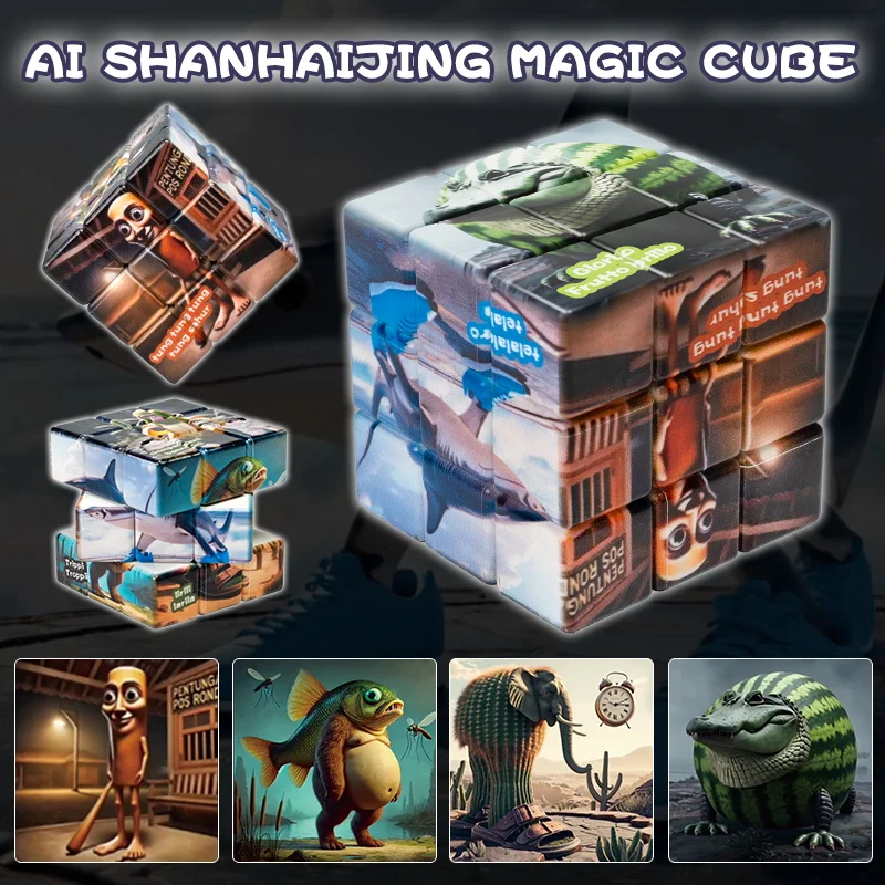 Brainrot Tung Sahur dibujos animados niños Navidad cumpleaños regalo rompecabezas juguete 3 × 3 velocidades ​ ​ Imán Steve Alex Creeper Evoker Regalos para niños