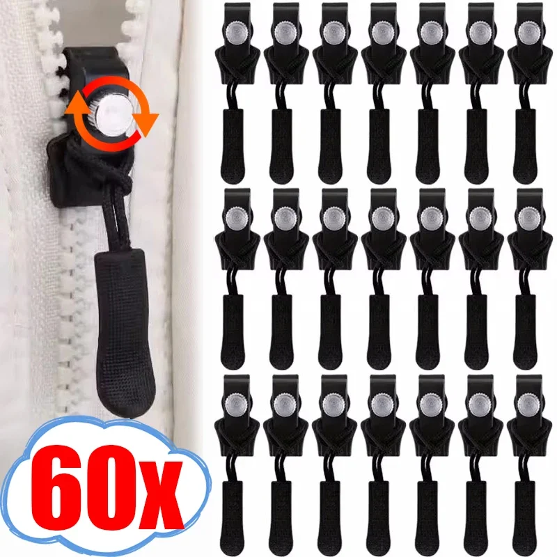 60/1PCS Universal Zipper Head Quick Instant Detachable Zipper Repair Kit Replacement Zipper Head for Jacket Bag Coat Free Sewing