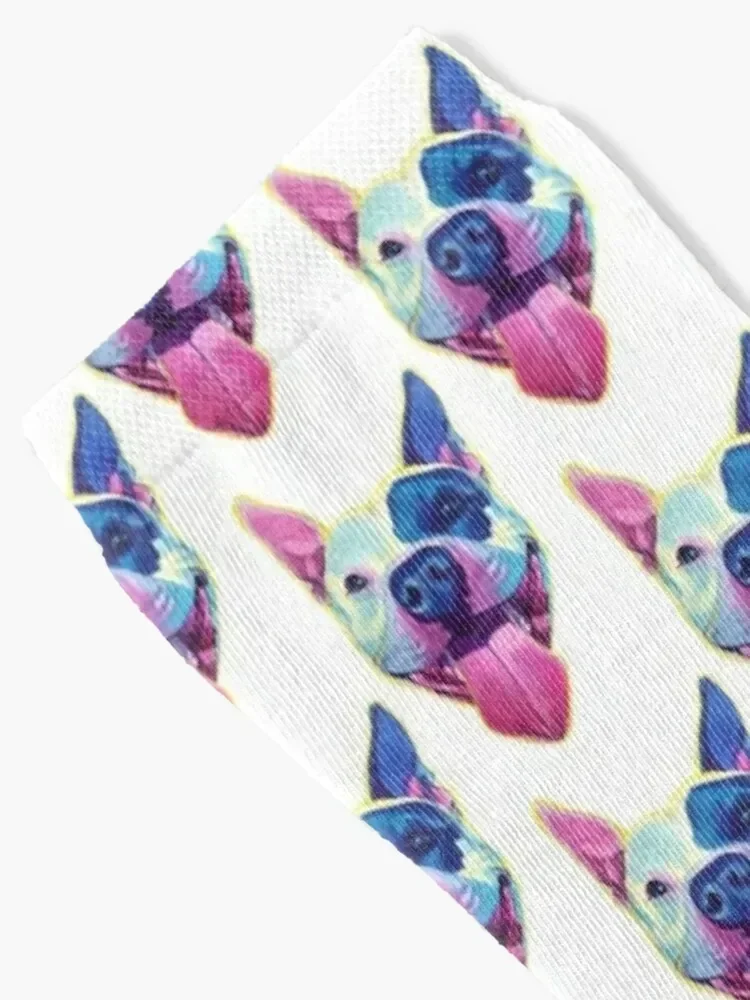Happy Pit Bull - Slobbery Smiling Colorful Pitbull Dog Socks Stockings Wholesale custom aesthetic Men Socks Women's