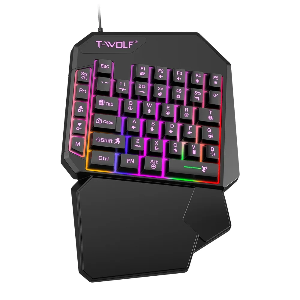 Color Backlight 40 Keys One Hand Mobile Gaming Keyboard With Hand Rest