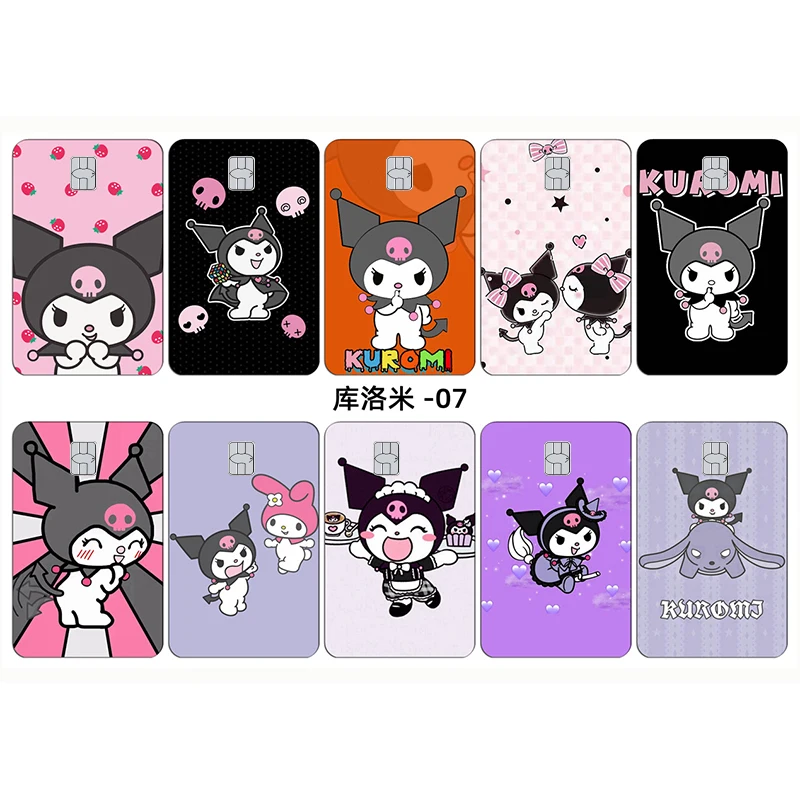 10pcs Anime Kuromi Laser Diy Stickers Kawaii Bank Credit Debit Card Id Card Waterproof Protection Glitter Skin Film Decor Gifts