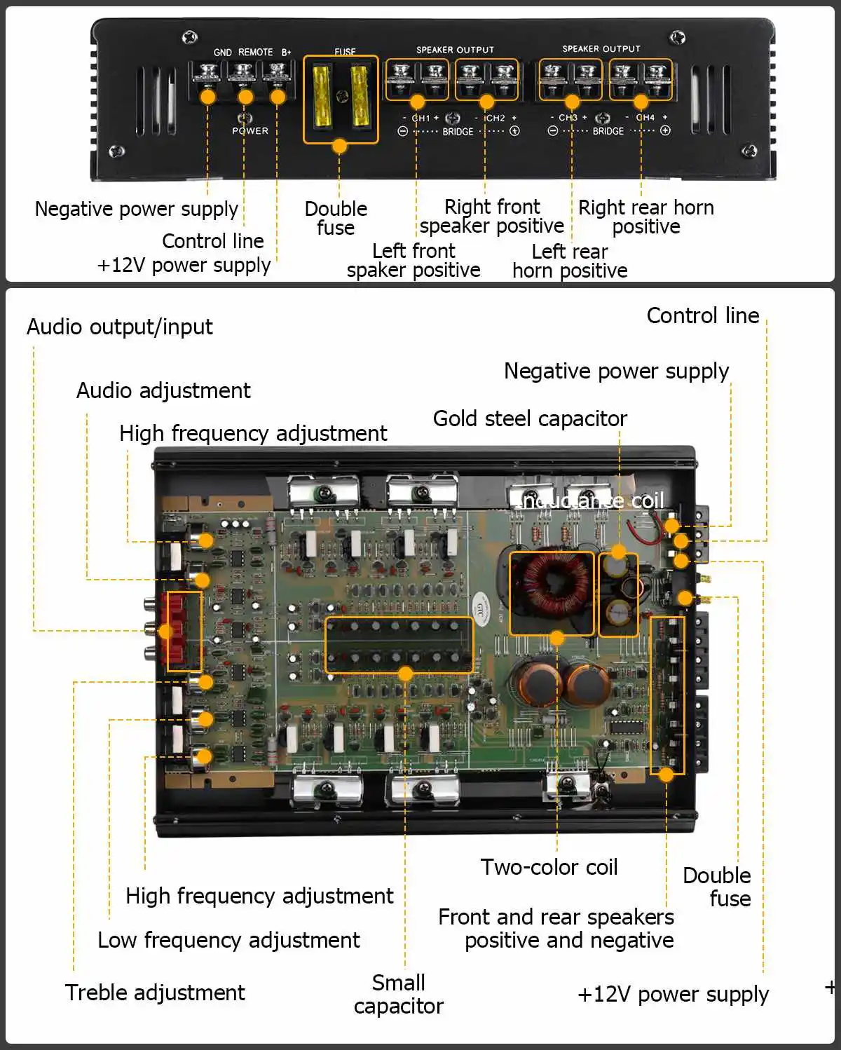 9900W Car Home Audio Power Amplifier 4 Channel 12V Car Digital Amplifer Car Audio Amplifier for Cars Amplifier Subwoofer 12V