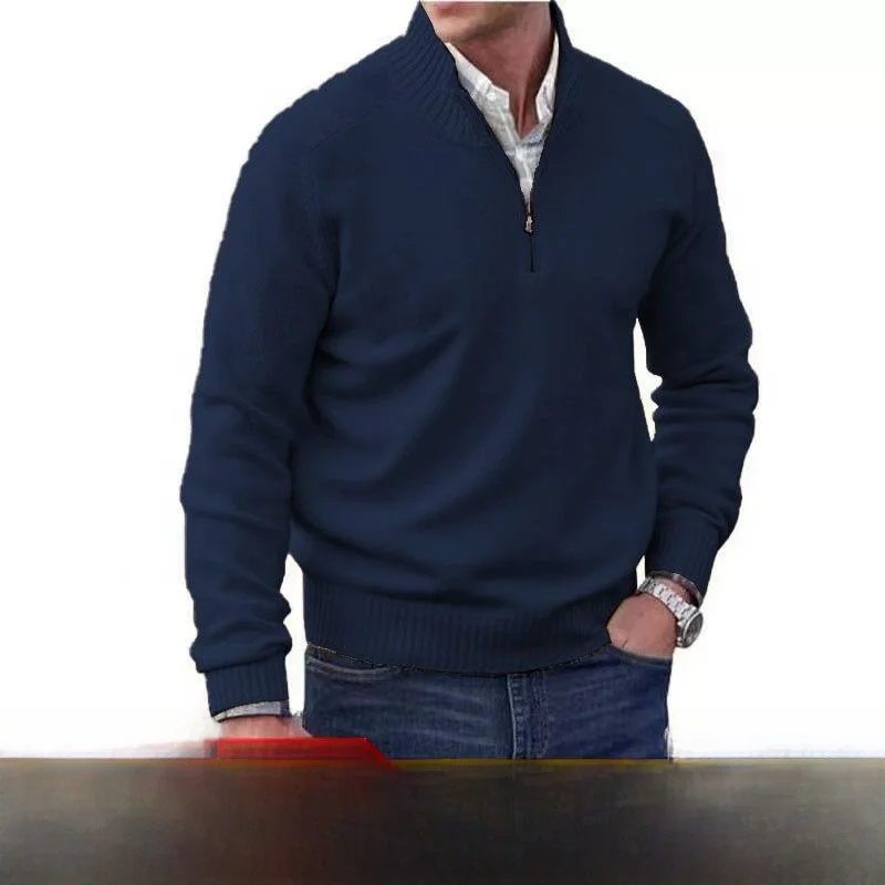 

Men's Knitted Zipper Stand up Collar Sweater British Style Casual Inner Wear Warmth Guaranteed Non-deformable Fabric