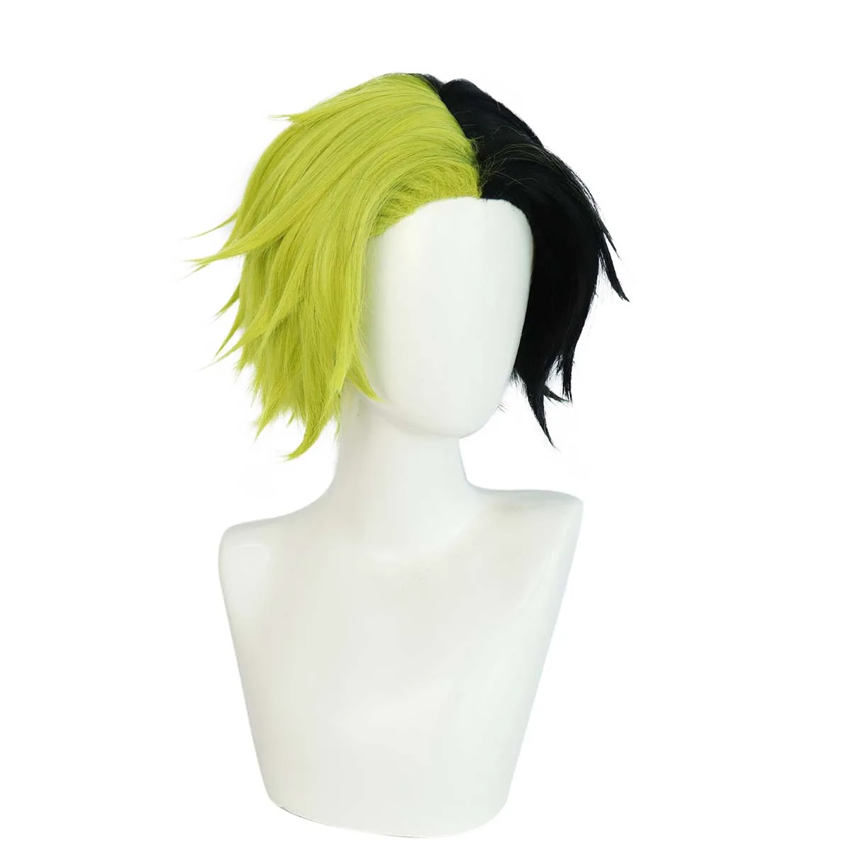 Men Anime Mashle: Magic and Muscles Rayne Ames Short Black & Green Wig view 4