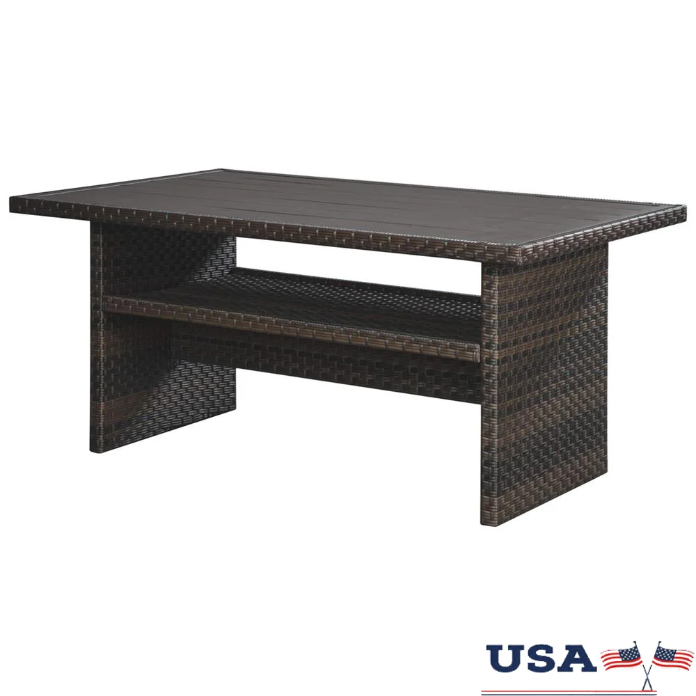 

Multi-Use Resin Wicker Patio Table with Aluminum Top Dark Brown 58.75" x 33.5" x 27.75