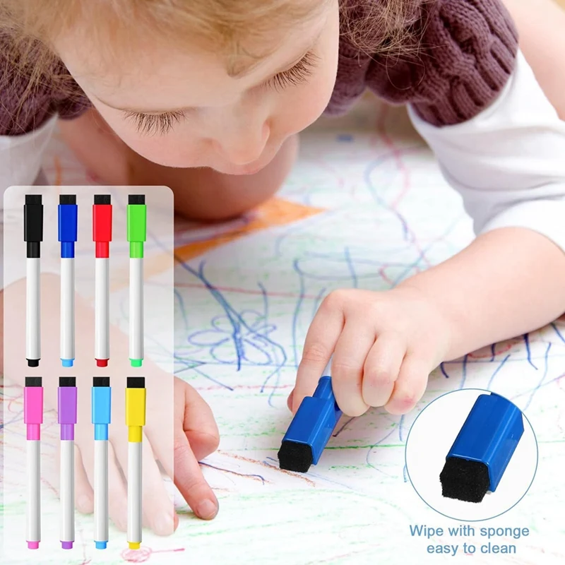 Dry Apagar marcadores magnéticos com Eraser Cap, ponta fina, Whiteboard marcadores, escola, escritório, casa, 200 pcs