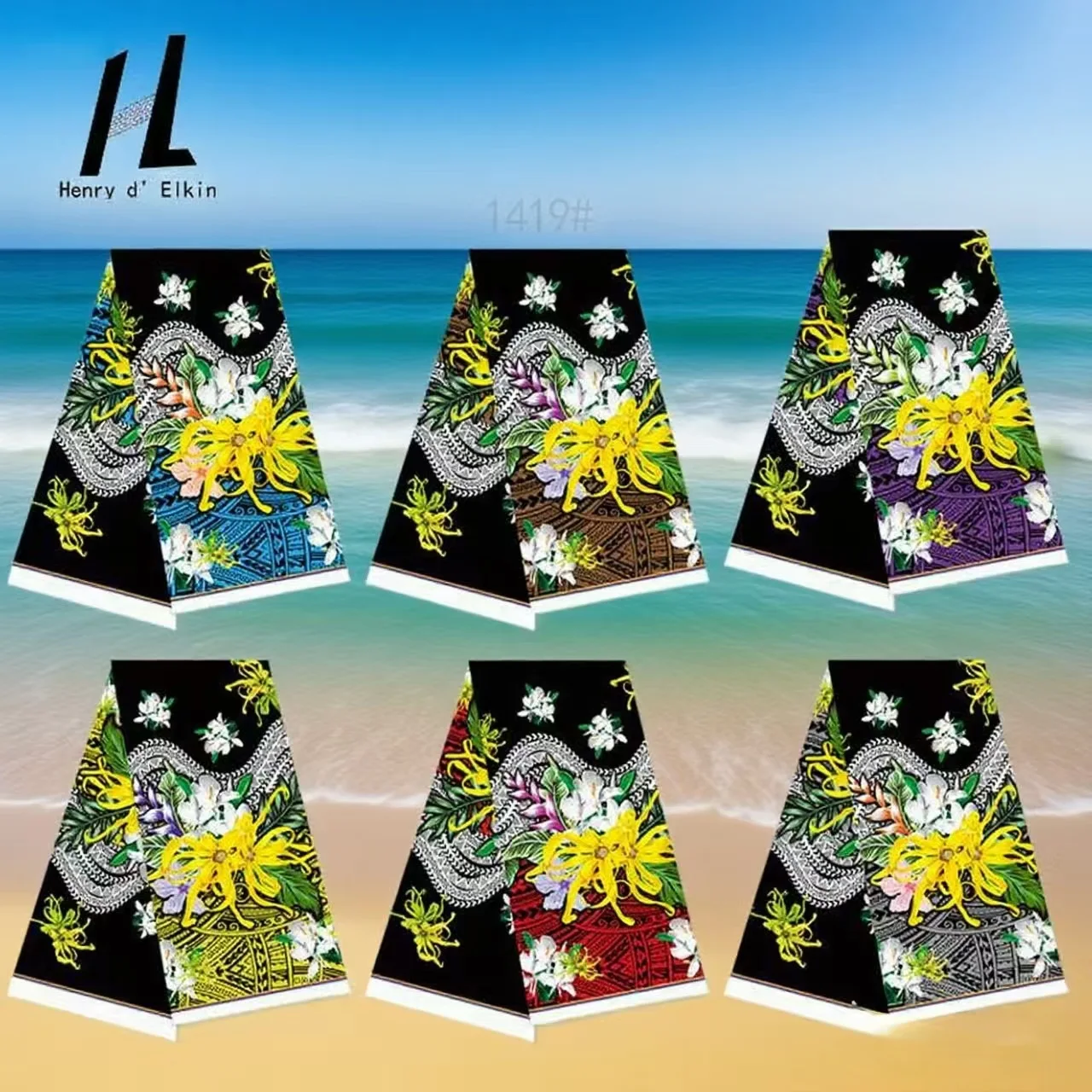 New Island Beach Flowers Mumu Dress Polyester Printed Women's Clothing Fabric