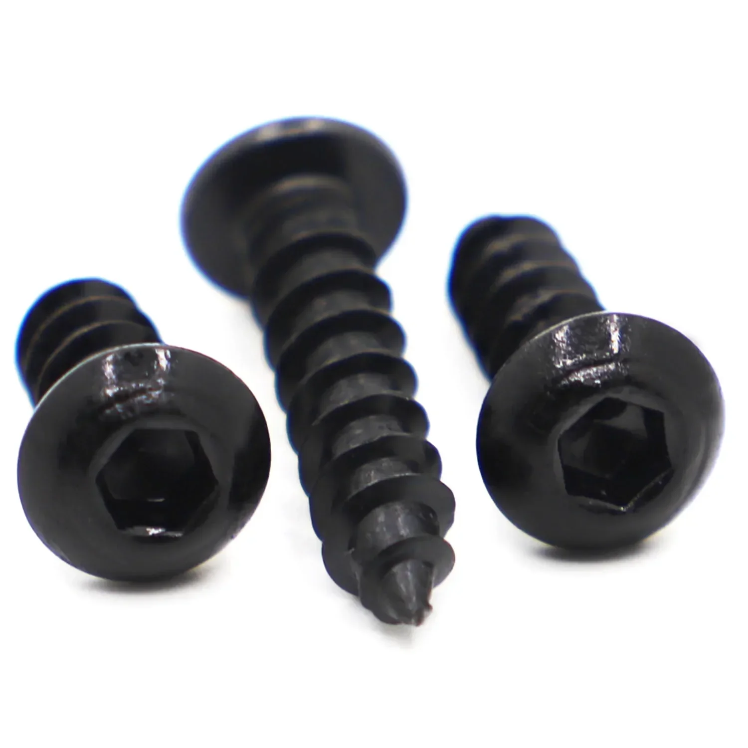 10-50pcs Black High Strength 8.8 Carbon Steel Pan Round Head Hexagon Socket Self Tapping Screws M2 M2.5 M3 M4 M5 M6