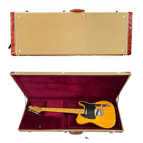 Electric Guitar Hardshell Case, Rectangular Wooden Hardshell for TL St, SG-Type Guitars with Locking Pad