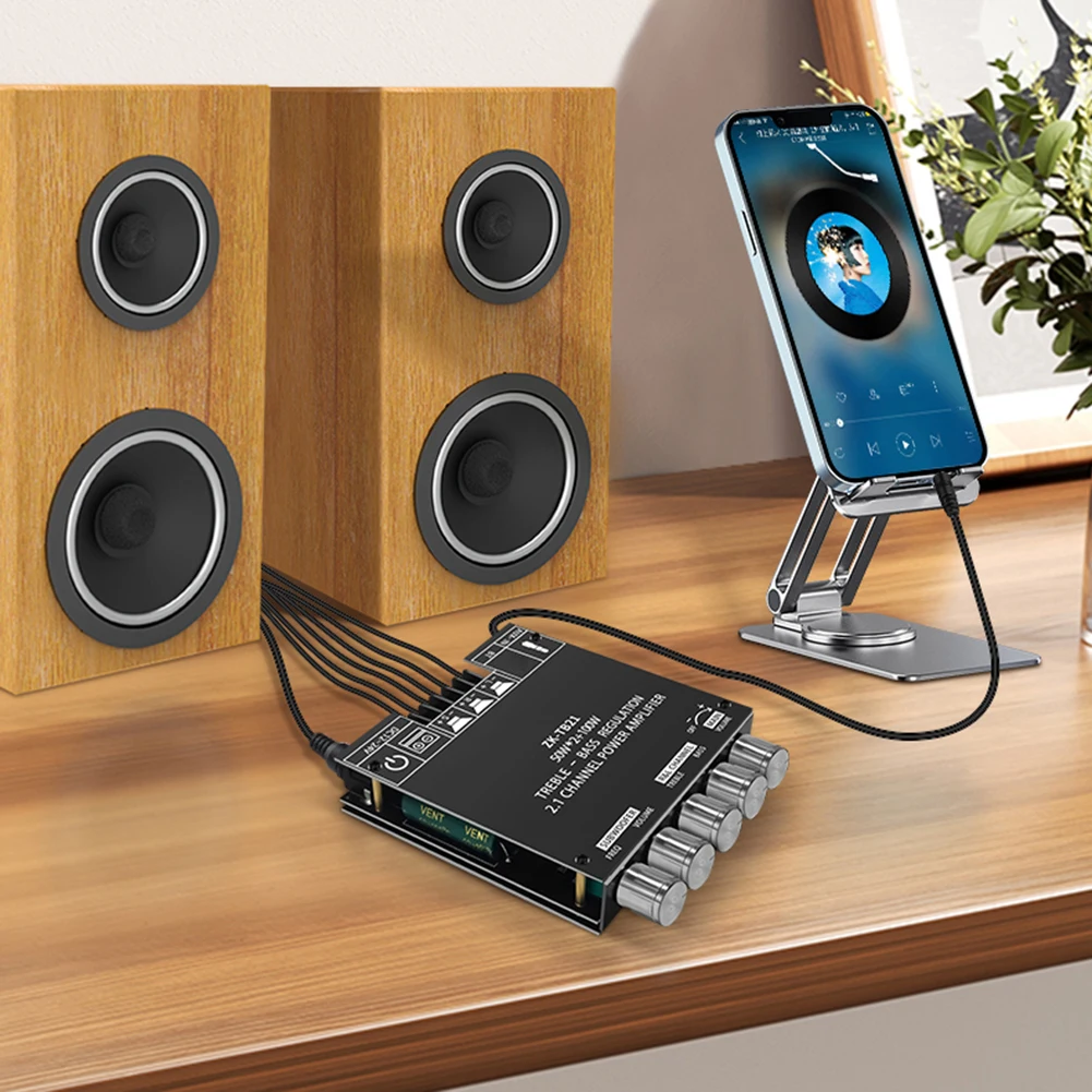 Мини-модуль аудиоусилителя 2x50 Вт плюс 100 Вт с Bluetooth 5.0 и подавлением помех AM для динамиков DIY