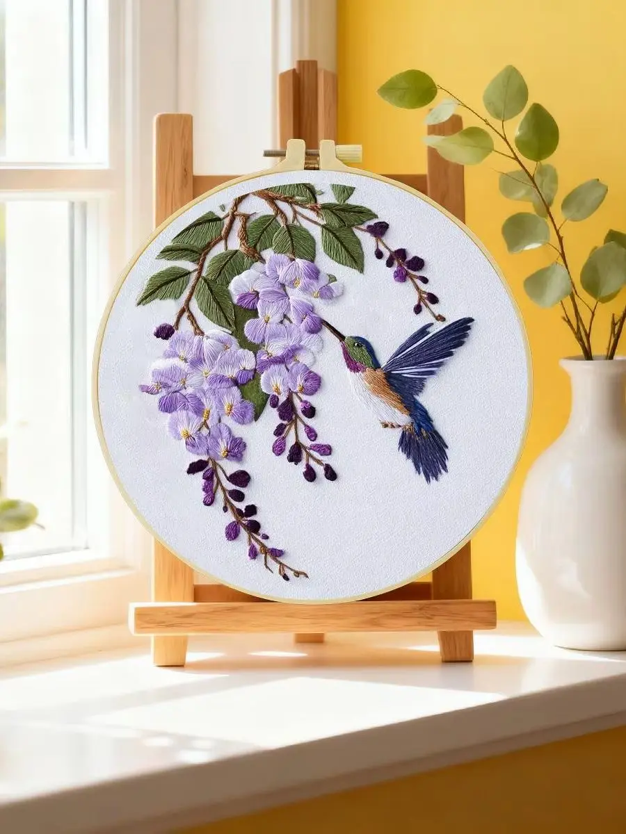 1 Stück 20X20CM/15X15CM 7,87/6,3 Zoll Vogel-Stickerei-Starter-Kit DIY-Kit DIY-Stickerei-Set Handarbeiten Nadelkunst Malerei – Detail 6