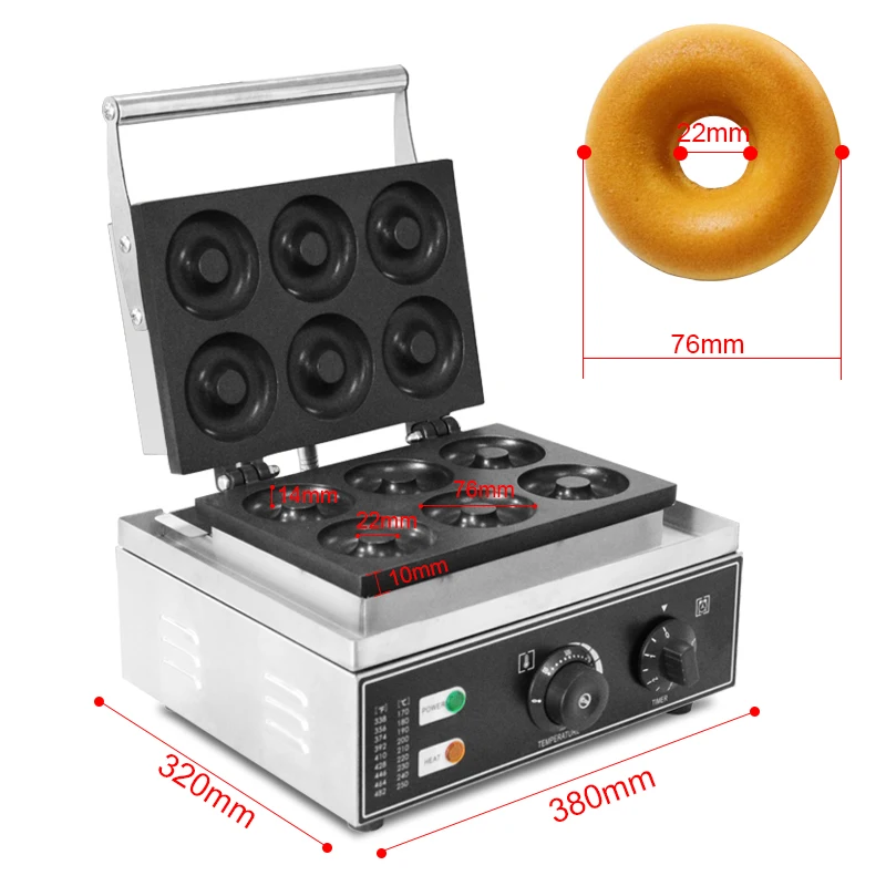 6穴ミニドーナツフライヤー,110v/220v,商用電気,ce承認