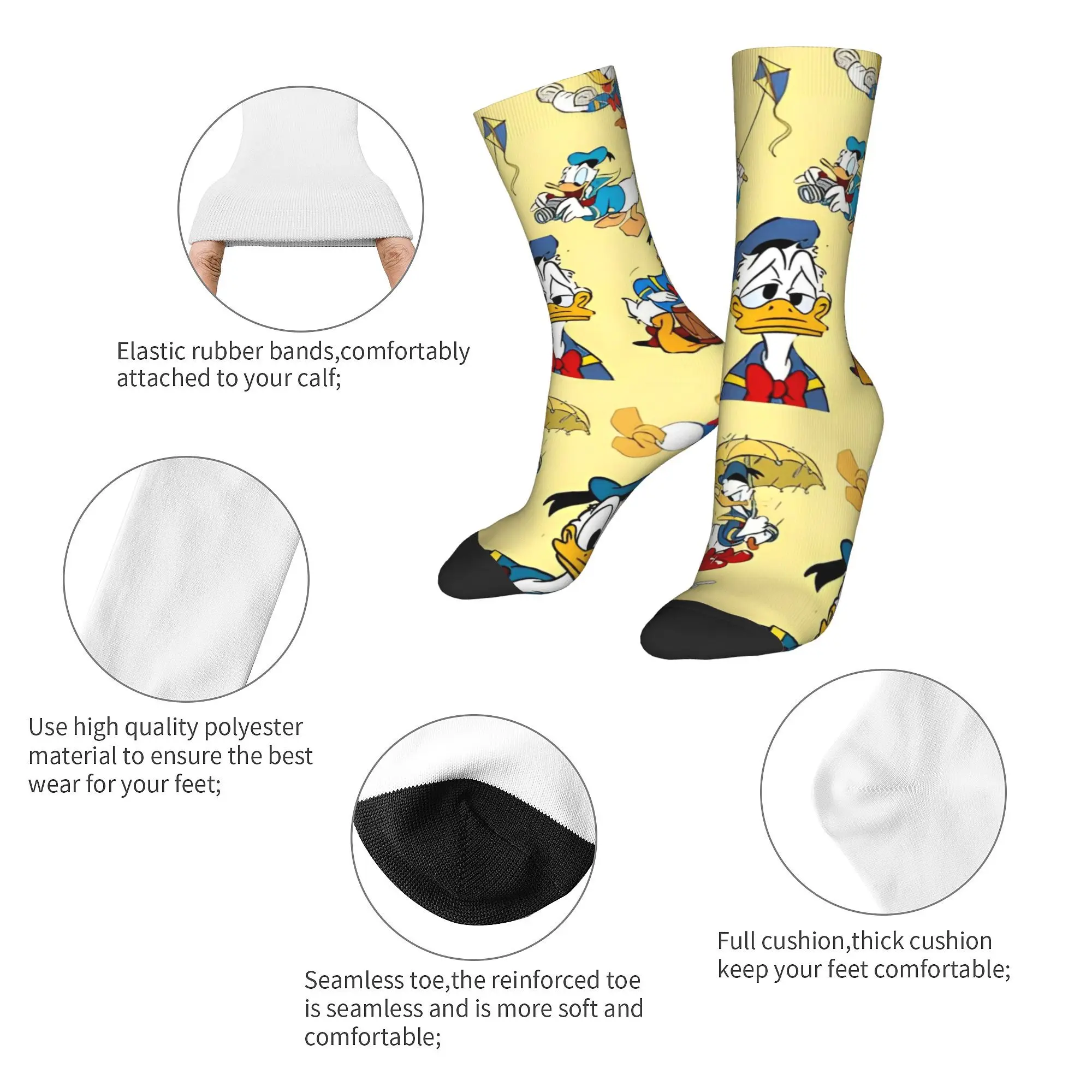 Cartoon Anime Figures Donald Duck Socks Men Women Polyester Fashion  Socks Crazy Spring Summer Autumn Winter Middle Tube Sock