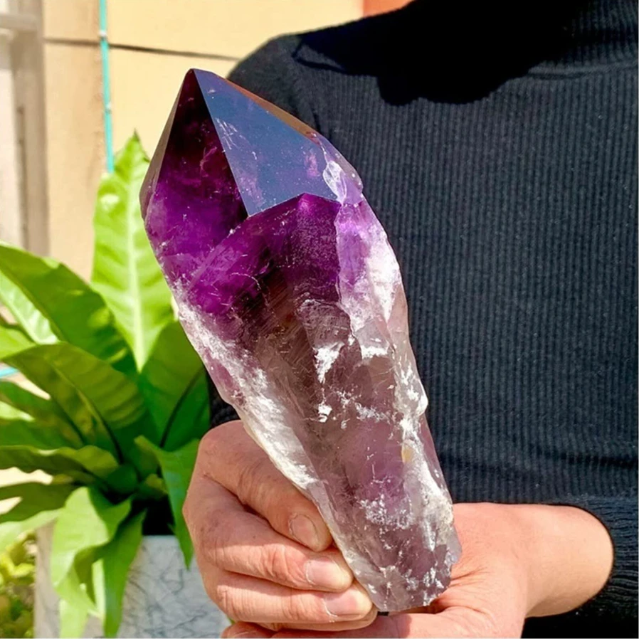 1pc 500-700g Large Amethyst Scepter Natural Crystal Crafts Large Magic Wand for home Decoration healing crystals stone gift