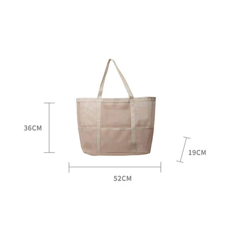 Bolso de hombro de malla de gran capacidad, bolso de mano para compras de verano, almacenamiento en la playa, estilo Instagram, bolso de mano informal ahuecado a la moda
