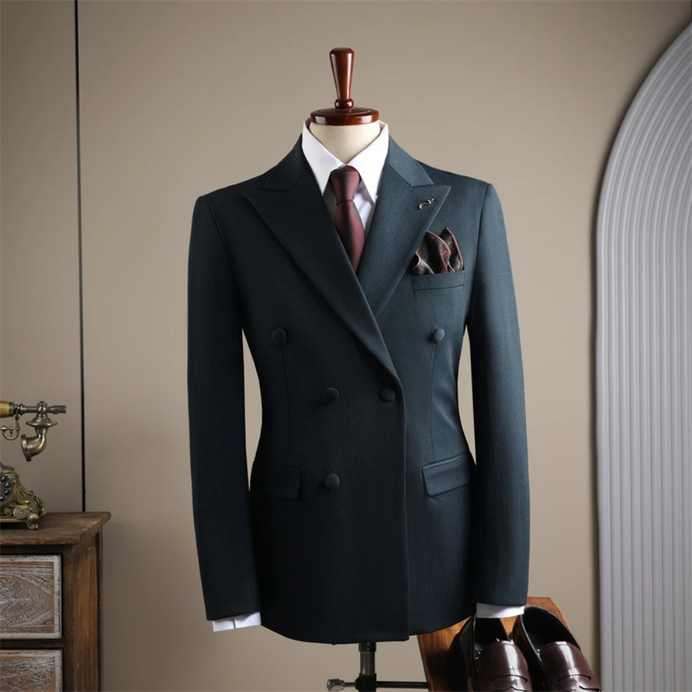 Modern Peak Lapel Men's Suit Casual Jacket For Date Party Fast Shipping Four Seasons Groom Wear Classic Wool Fabric Tuxedo