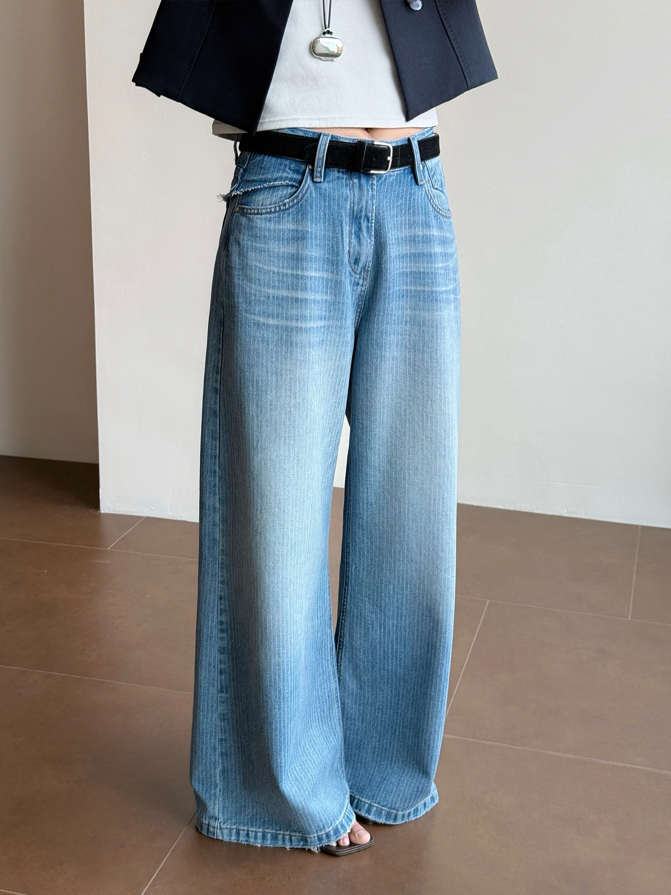 

Стильные широкие джинсы Tasyavan свободного кроя с ретро-принтом бамбука, имитация двухслойности, шикарные женские зимние модные джинсы