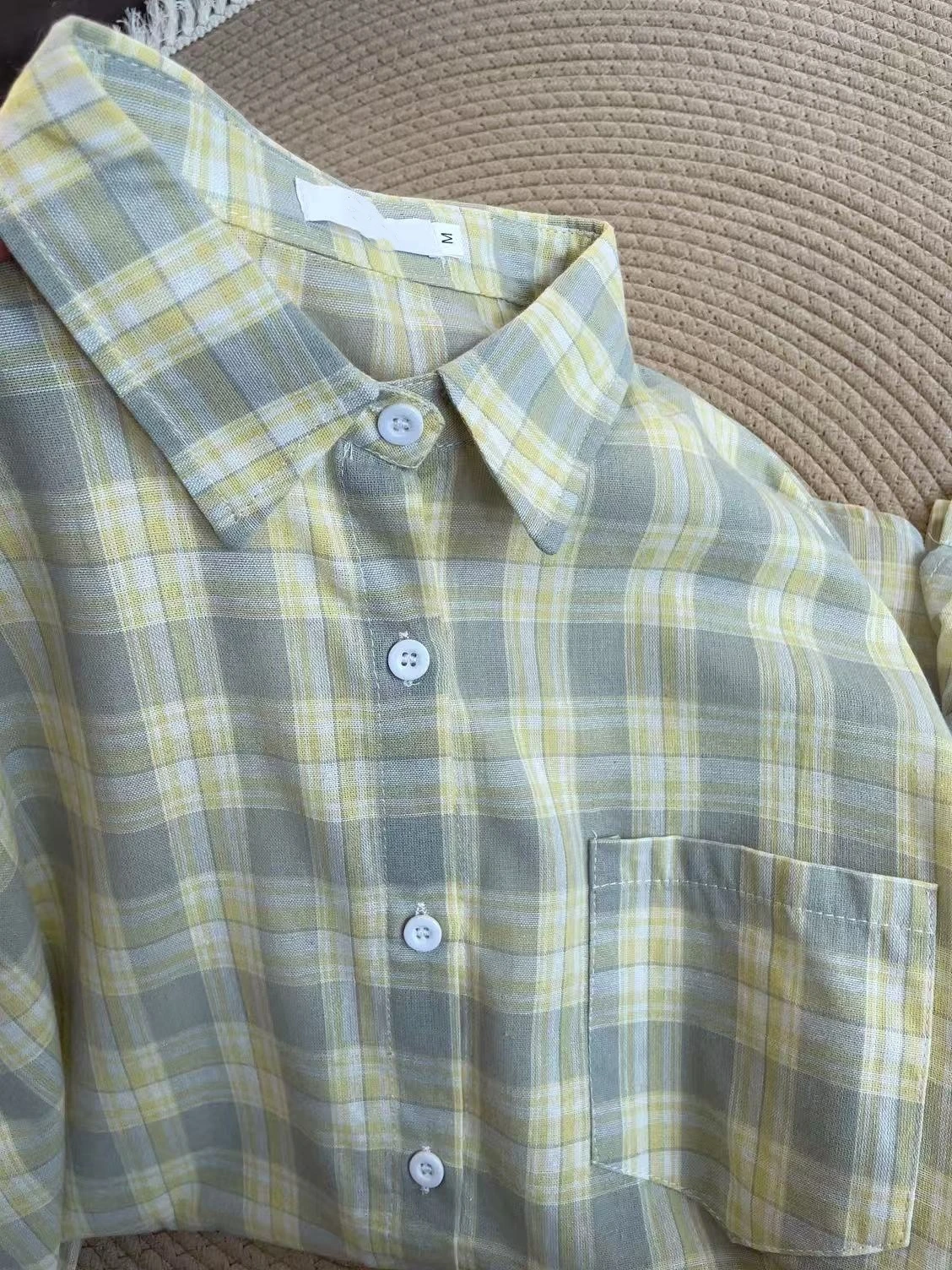 

Korean Chic Vintage Color Blo Plaid Long Sve irt Loose ex College Sle Couple Commute High End Feeling irt
