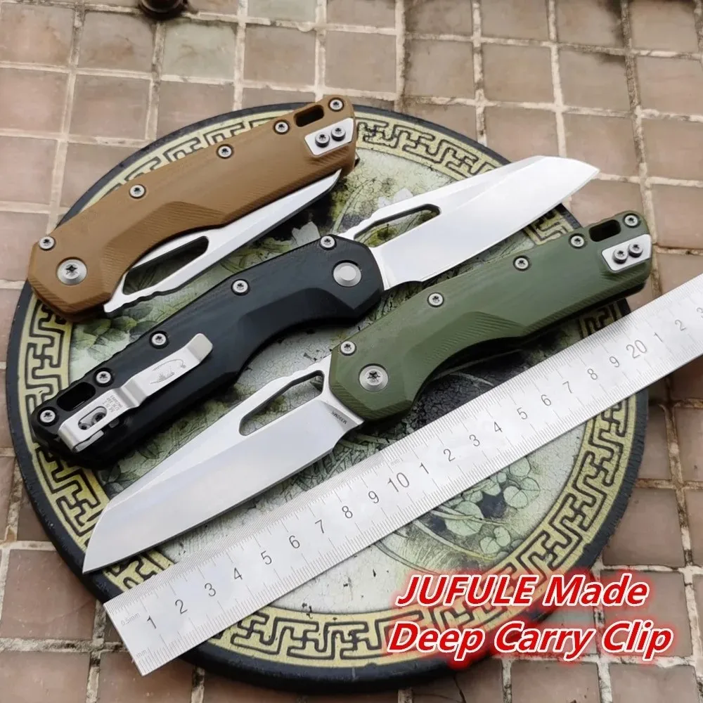 JUFULE New MSI Deep Carry Ball Bearing G10 Handle Mark M390MK Blade Hunt Survival Tactical EDC Tool Folding Camping Pocket Knife