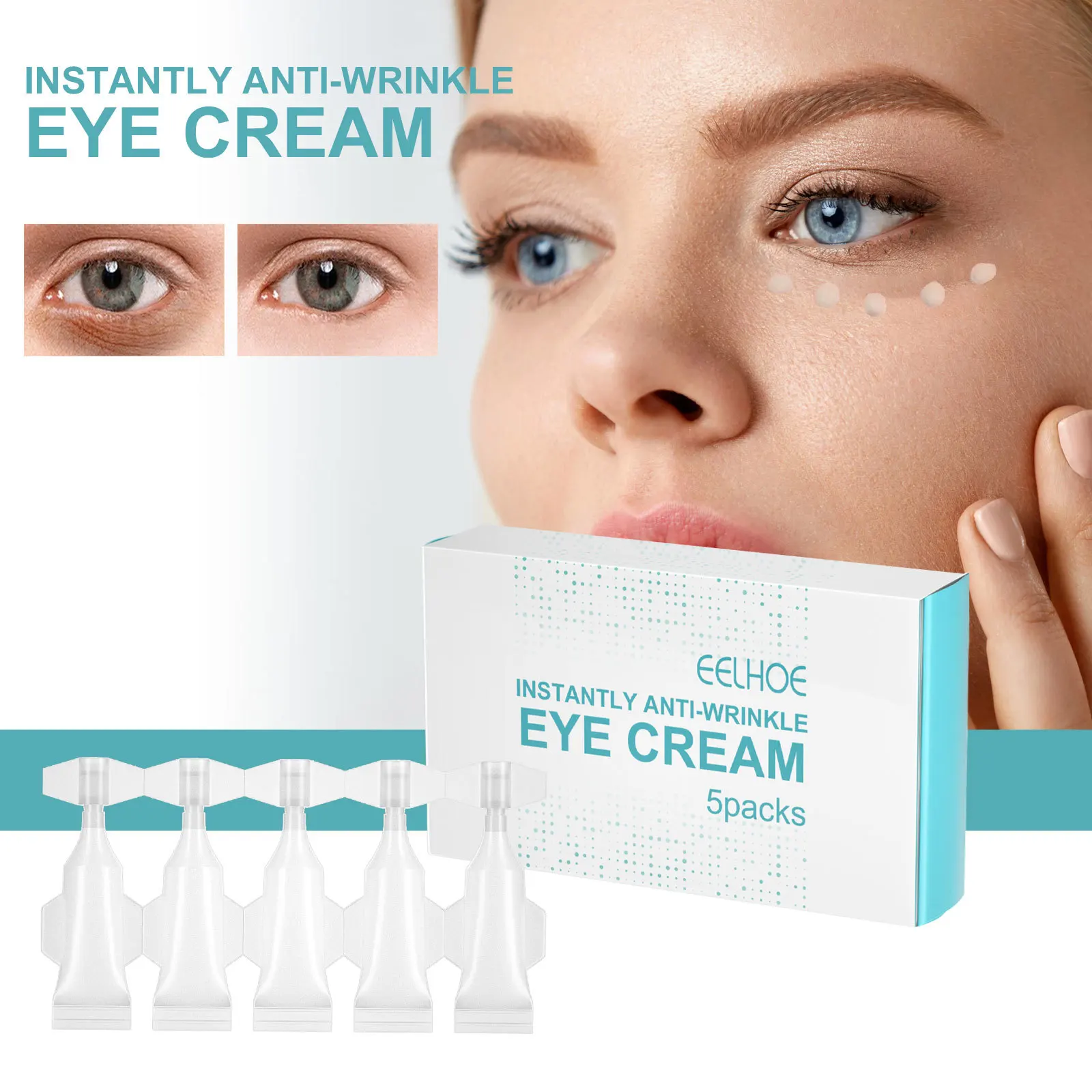 

5 упаковок мгновенно против морщин крем для глаз с гиалуроновой кислотой, уменьшает мешки, тонкие линии, отечность, подтягивает кожу, красоту, здоровье Maquiagem