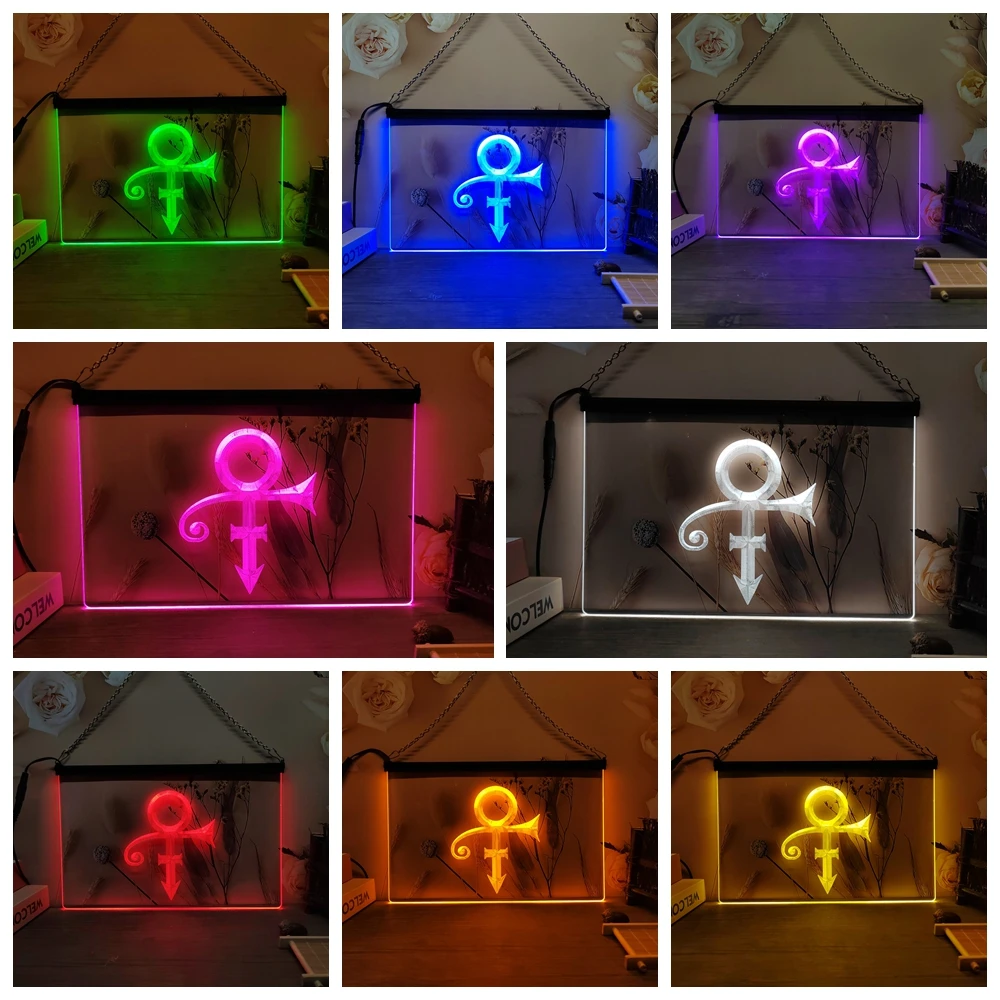 Insegna al neon a LED con simbolo del principe, arte da parete con intaglio 3D per la casa, la stanza, la camera da letto, l\'ufficio, l\'arredamento