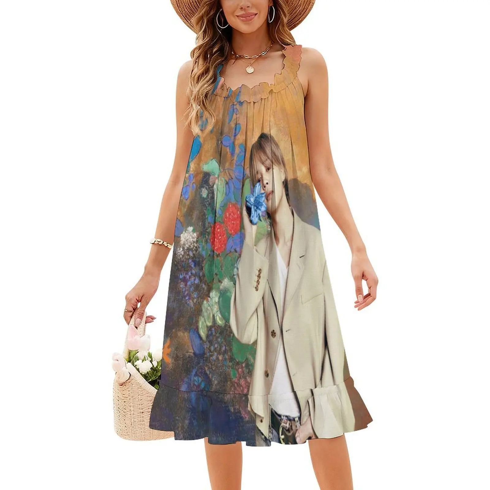 فستان Jimin Among The Flowers ذو فتحة عنق على شكل قلب فستان صيفي أنيق للحفلات للنساء فساتين حفلات Jimin Park Jimin #4