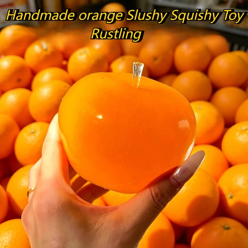 Handmade Orange Slushy Squishy Toy Soft Slow Rebound Stress Relief Squeeze Toy Realistic Fruit Simulation Model Rustling ASMR