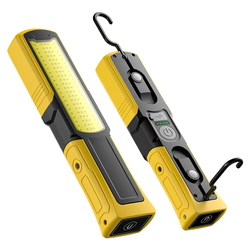 

Магнитный светодиодный рабочий фонарь, перезаряжаемая инспекционная лампа 6000 мАч, портативный фонарик с крючком, COB-фонарик для кемпинга на открытом воздухе