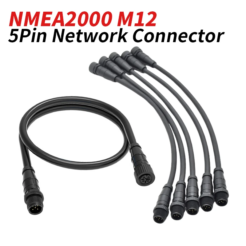 NMEA2000 M12 5Pin Network Connector Cable Waterproof IP67 5 Core Aviation Plug 4A 60V Male to Female Double Head Wired Connector