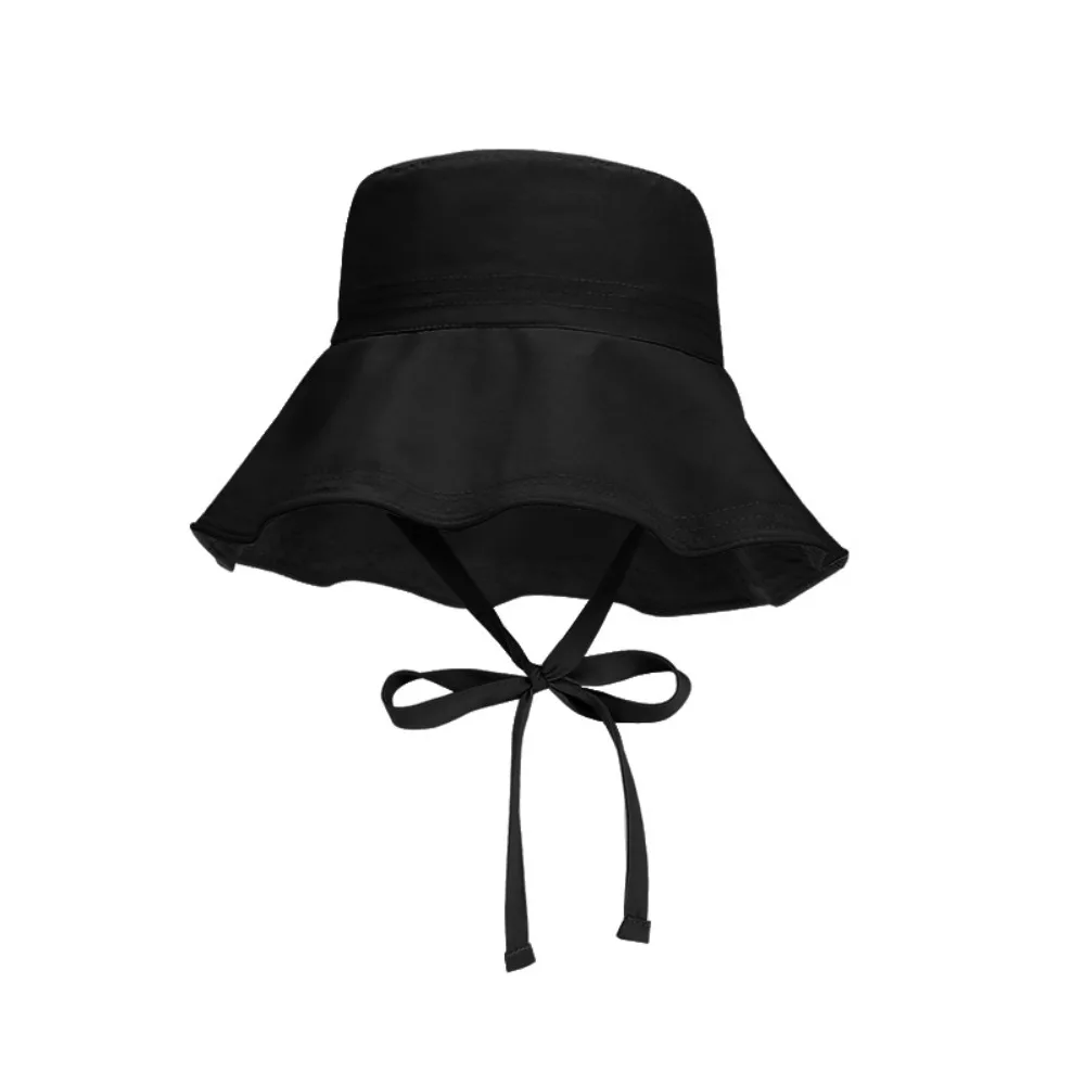 

Fashion Lace Up Women Fisherman Hat Ribbon Solid Color Summer Sun Hat Breathable Wide Brim Sunshade Hat Hiking
