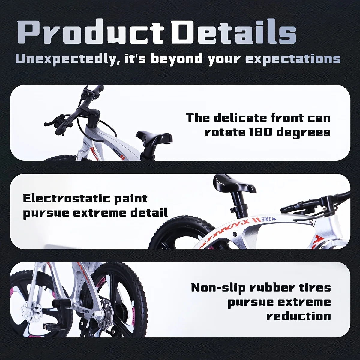 1:8 Scale Die-Cast Mini Mountain Bike Toy Miniature Finger Bike Model Alloy Cake Decoration Desktop Decoration Crafts Suitable for Bicycle Enthusiasts and Cyclists