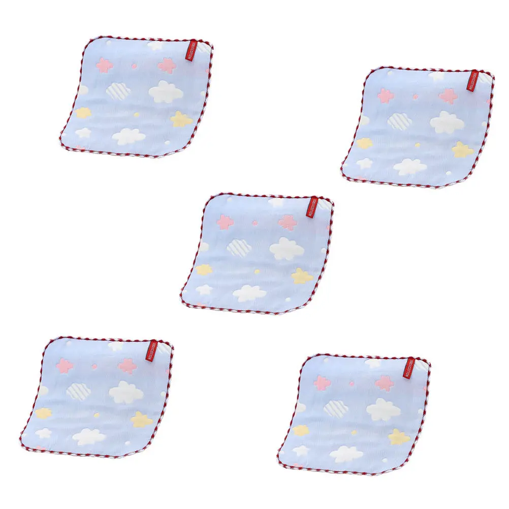 

5pcs Pure Cotton Small Towel 6-Layer Baby Hand Towel Washable Reusable Soft Absorbent For Kids Kindergarten Cotton Gauze