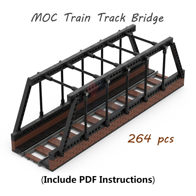 

MOC Construction BricksCity Train Bridge Model Set Railway Viaduct Track Building Blocks Compatible 53401 Creative Kid Toys