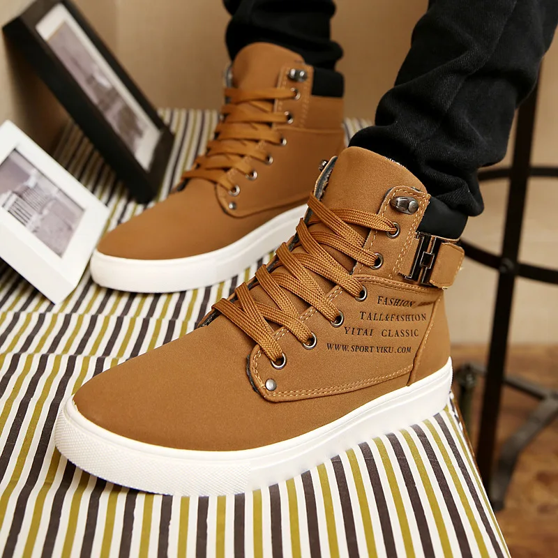 Spring Autumn High Top Men\'s Shoes Leather 2023 Men\'s Casual Sneaker Lace-up Wild Platform Sneakers Flat Vulcanized Shoes 47 48