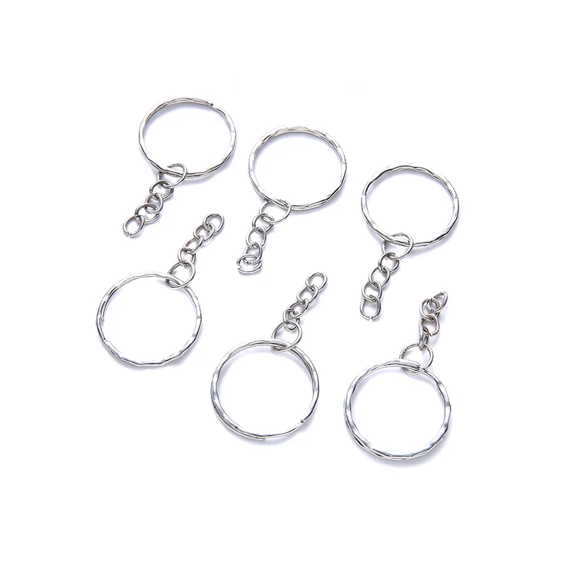 Silver Plated Metal Blank Keyring Keychain Charms Split Ring Keyfob Key Holder Link Rings Women Men DIY Key Chains Accessories
