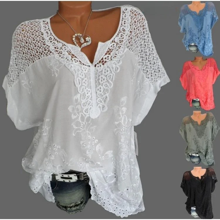 

Women's Lace Collar Short Sleeve Bat Shirt Commute Style Comfortable Fit Fashionable Ladies' Shirt Other 100% Material