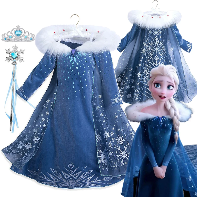 فستان الأميرة ديزني فروزن إلسا للفتيات، فستان أطفال لملكة الثلج في الشتاء، ملابس حفلات أعياد الميلاد للأطفال #1