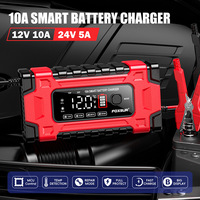 12V 10A Fully Auto Car Battery Charger 7-Stage Fast Charging For Lead Acid Battery Charger LCD Display Smart Car Battery Charger