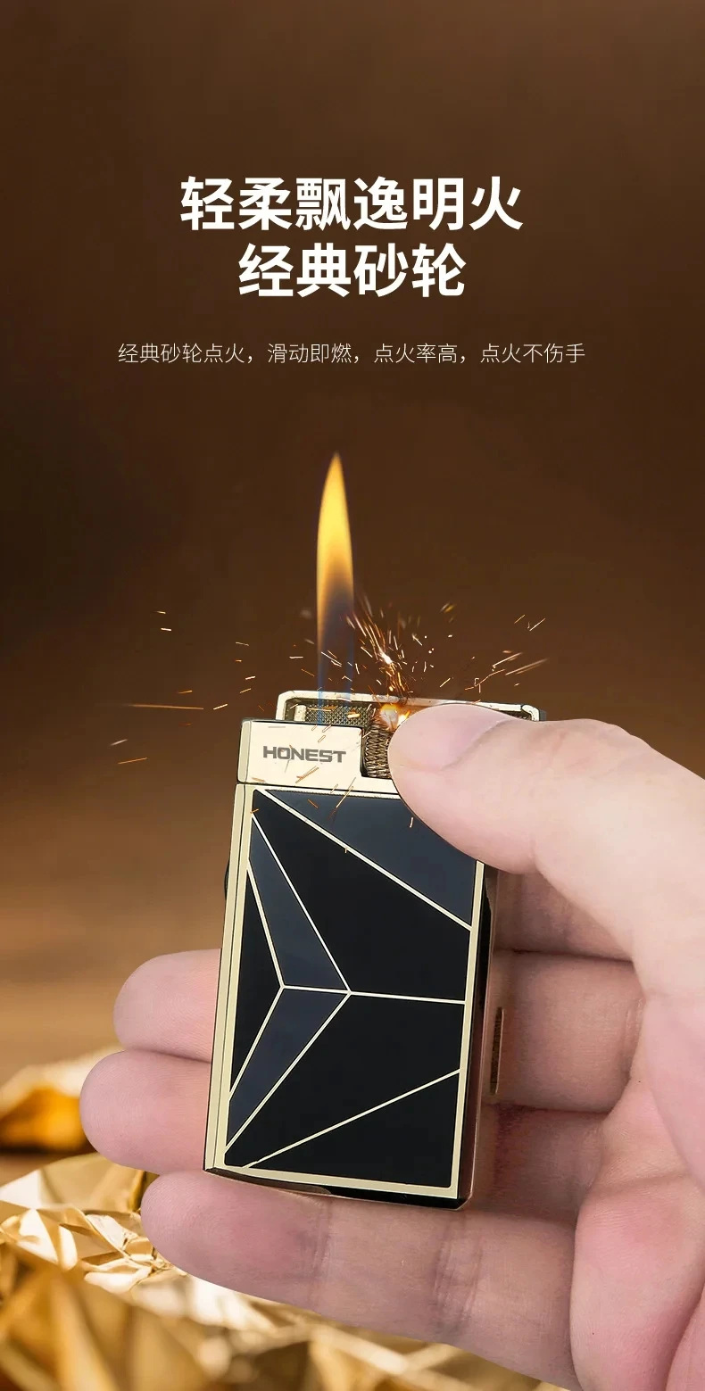 Hochwertiges Business-Direktfeuerungs-Metall-Feuerzeug mit Butangas, winddicht, modisch, kreativ, Großhandel, direktfeuernd, offene Flamme, Geschenk für Männer. – Detail 6