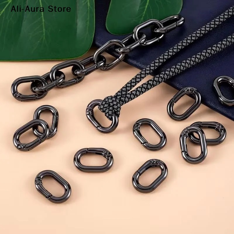 10Pcs/lot Metal Oval Ring Spring Clasps Openable Carabiner Keychain Bag Clips Hook Dog Chain Buckles Connector For DIY Jewelry view 6