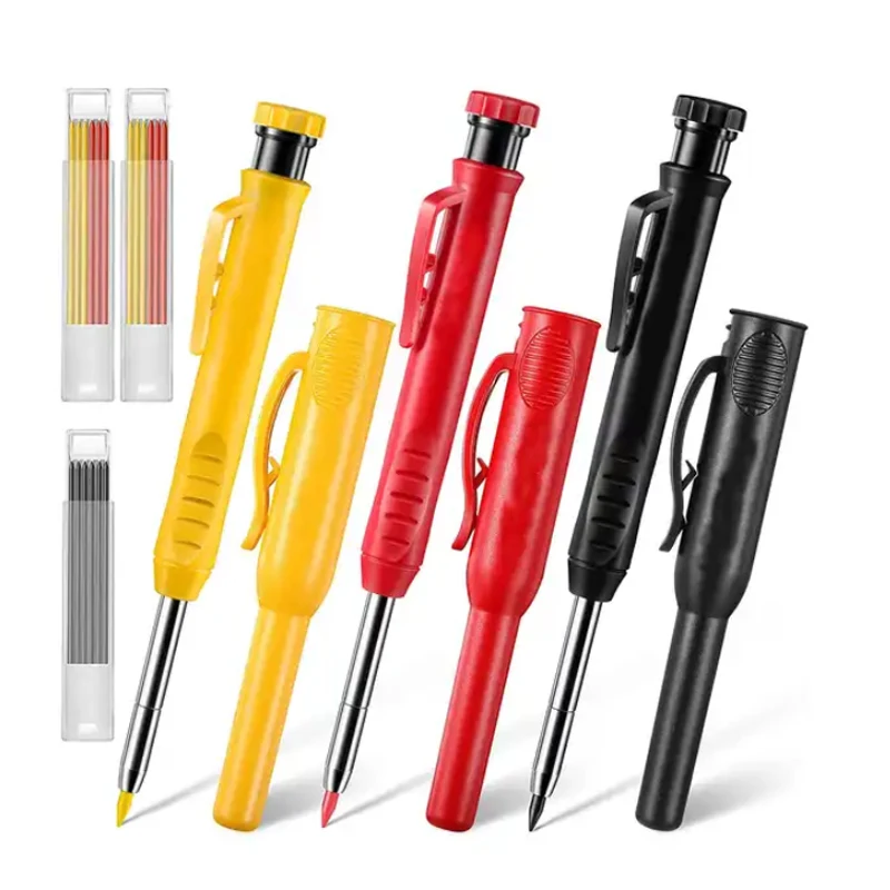 

Mechanical Pencil 3 Colors Refill Construction Tools Job Marking Scriber Solid Woodworking Tools Carpenter Pencil With Sharpener