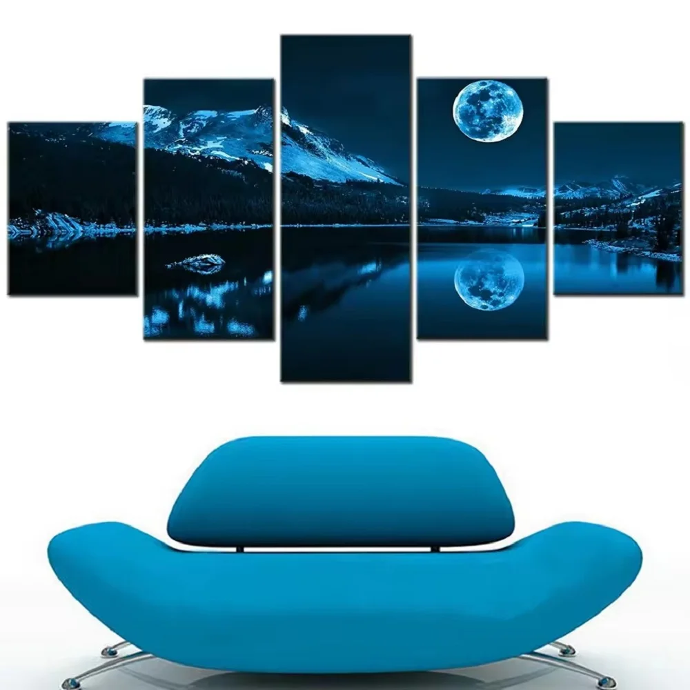 5 Pieces Set Moon Night Picture DIY Diamond Painting Cross Stitch Full Drill Diamond Mosaic New Collection Home Decor