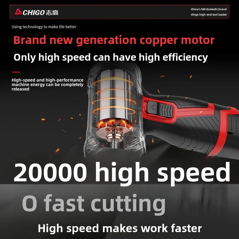 Chigo 16.8V Cordless Electric Angle Grinder 20000r/min with Lithium Battery Polishing Grinding Machine for Diamond Cutting - Image 2