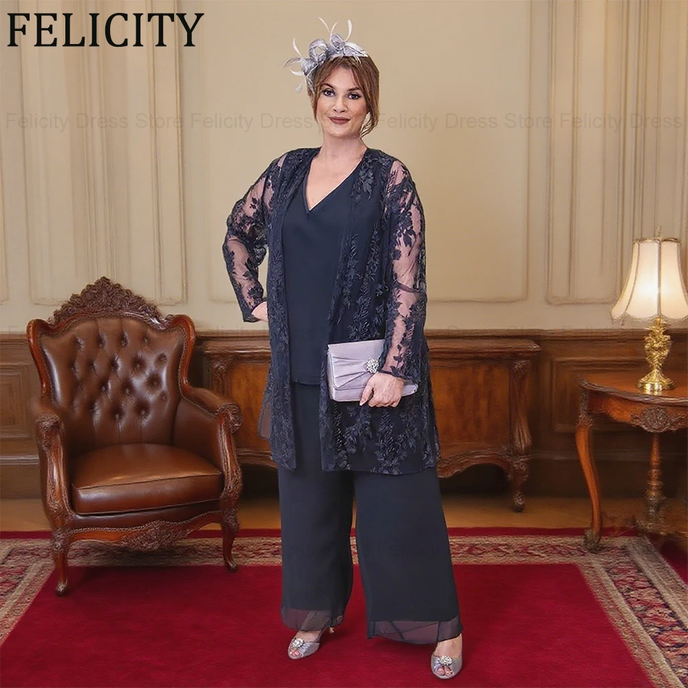 

Брючный костюм FELICITY по индивидуальному заказу с жакетом, платье больших размеров для матери невесты, 2025 год, с v-образным вырезом, вечерние платья для свадебных гостей, комбинезон