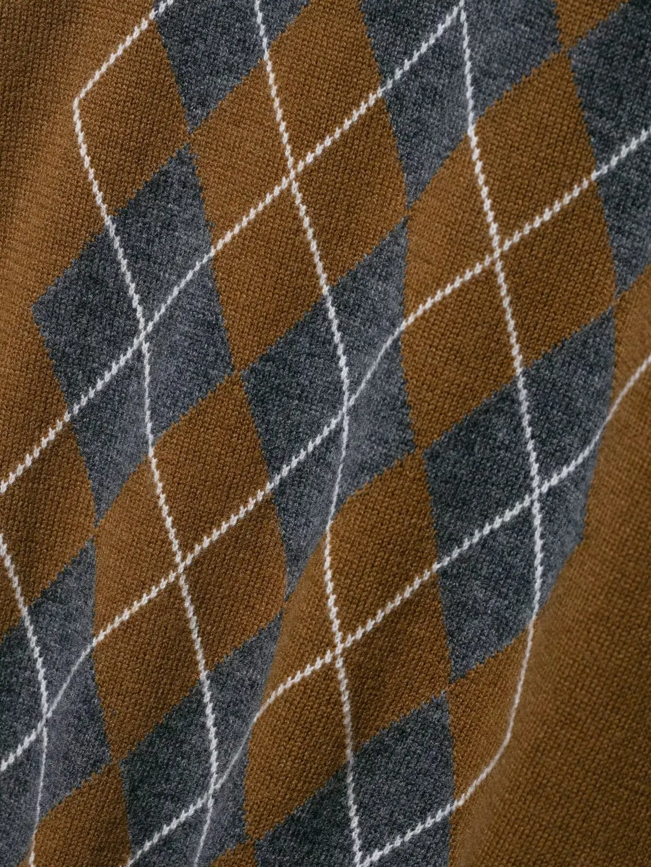 Fall 2025 Fashion Women's Clothing Diamond-Pattern Knit Polo Sweatshirt Women's Casual Crewneck Sweatshirt Full-Sleeve Loose Fit