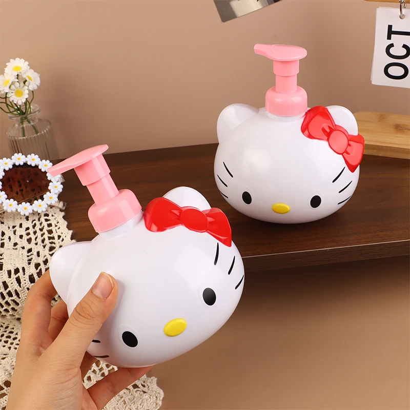 450ml Hello Kitty Foaming Dispenser Bottle Sanrio Cat Soap Dispensers Liquid Soap Shampoo Foam Maker Bottle Bathroom Accessories