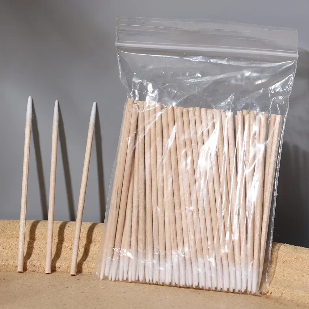 Disposable Wooden Handle Cotton Swabs Multi-functional Pointed Makeup Cotton Swabs Eyelash Nail Glue Removing Tool Home Travel