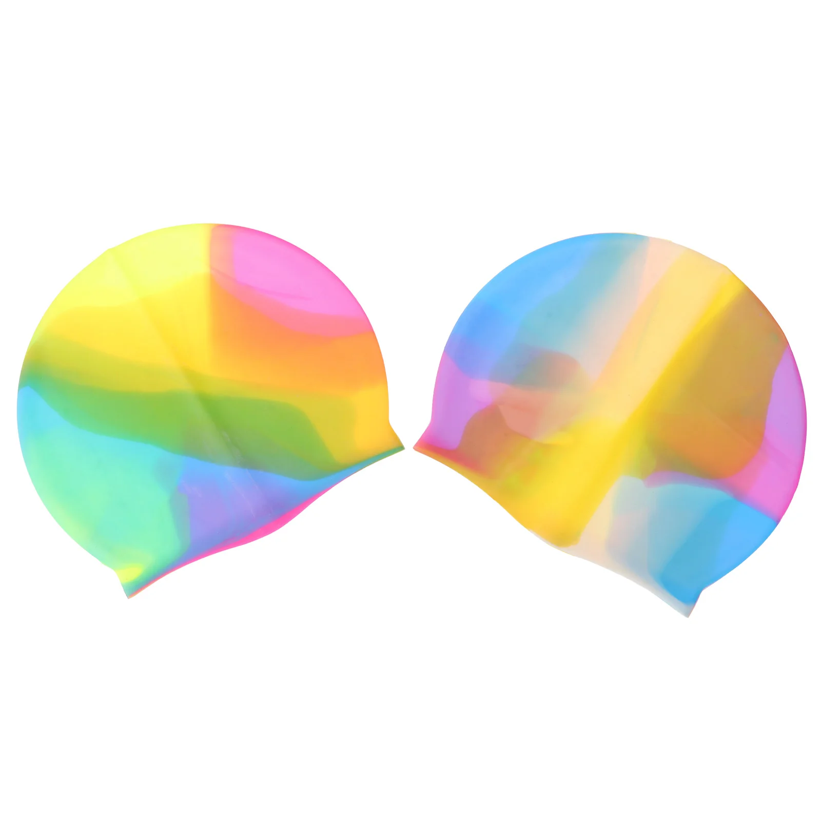 

2Pcs Waterproof Swim Caps Silicone Premium Material Soft Skin Friendly 3D Design Fits Head Ear Comfortable for Swimming Pool
