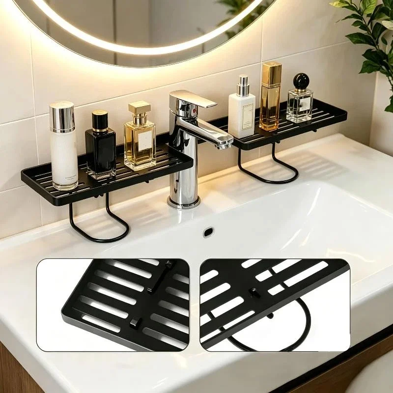 Universal Bathroom Faucet Storage Rack Simple Kitchen Storage Rack No-Drill Iron Sink Shelf Bathroom Toilet Sink Easy Drainage